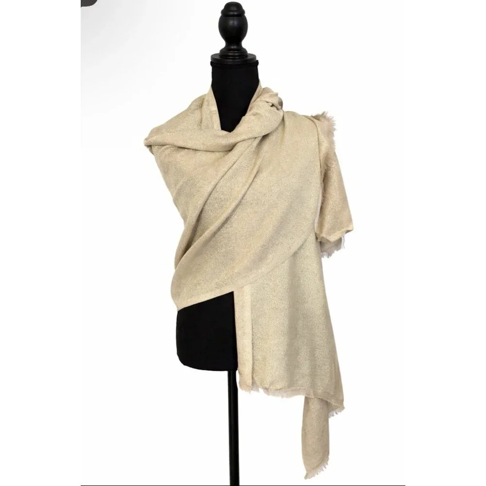 Calvin Klein Solid Gold Metallic Wrap Scarf Swimsuit CoverUp Oversized Nordstrom